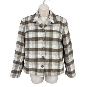 Formula Jacket Women Plaid Academia Wool Blend Button Front Lined Size 4 Brown